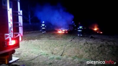 Pożar samochodu pomiędzy Zimnicą a Ligotą Wielką