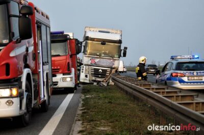 Tir uderzył w barierki! Tworzy się duży korek w kierunku Wrocławia