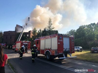 [AKTUALIZACJA] Kolejny pożar w Bierutowie. Pali się stary młyn przy ul Młyńskiej [ZDJĘCIA WIDEO]
