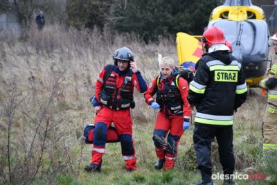 Helikopter LPR przyleciał po poparzonego mieszkańca z Żeromskiego [ZDJĘCIA I FILM]