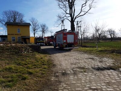 Pożar trawy przy stacji kolejowej