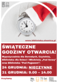 Godziny otwarcia biblioteki w święta i Sylwestra
