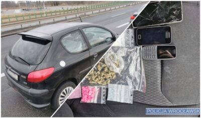 Wpadł, bo jechał zbyt szybko. W aucie 29-latka z Oleśnicy policja ujawniła narkotyki i nielegalny tytoń [ZDJĘCIA, WIDEO]