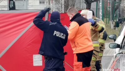 Ratownik z LPR pomaga w reanimacji nieprzytomnego mężczyzny w Oleśnicy