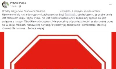Przytulisko dla zwierząt stanowczo odcina się od Łucji Sz.