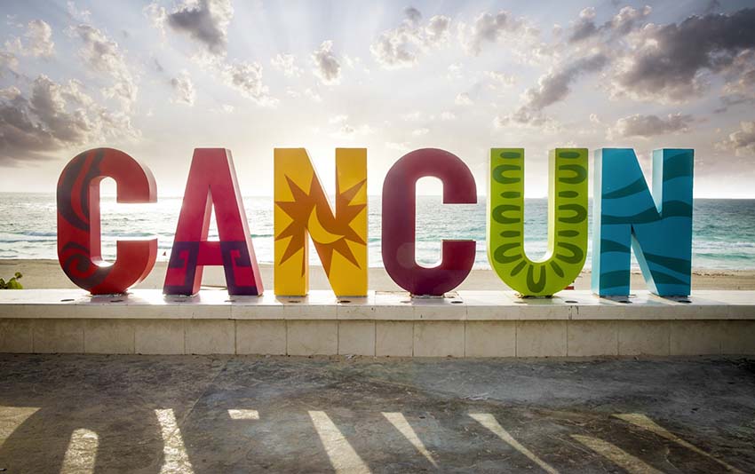 Colorful Cancun sign, Mexico