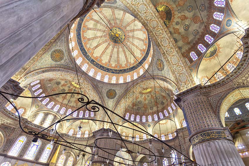 Istanbul, Turkiye 2023, August 03: Beautiful view of the Sultanahmet Camii, known as the Blue Mosque in Istanbul, Turkey