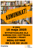 Zmiana godzin otwarcia oleśnickiej biblioteki 16 i 17 maja