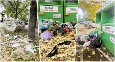 Bałagan przy pojemnikach na odzież w Oleśnicy. Mieszkańcy oburzeni, spółdzielnia bezradna