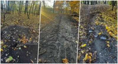 Czytelniczka: sprzątanie liści w parku zakończyło się zniszczeniami