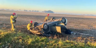 Dachowanie samochodu pod Ligotą Małą [ZDJĘCIA]