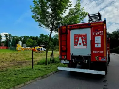 Śmigłowiec LPR lądował w Bierutowie. Strażacy ratowali osobę z podejrzeniem udaru