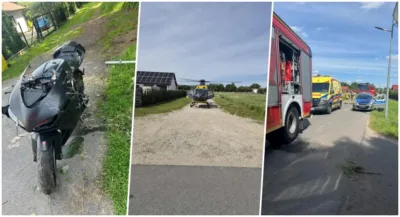 Poważny wypadek motocyklisty w Kruszowicach. Interweniował śmigłowiec LPR