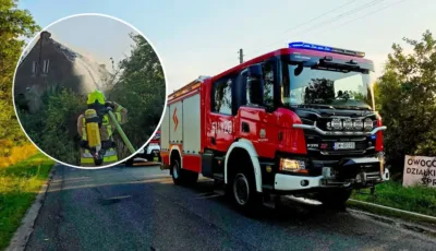 Groźny pożar pustostanu na ul. Żeromskiego. Poddasze stanęło w ogniu